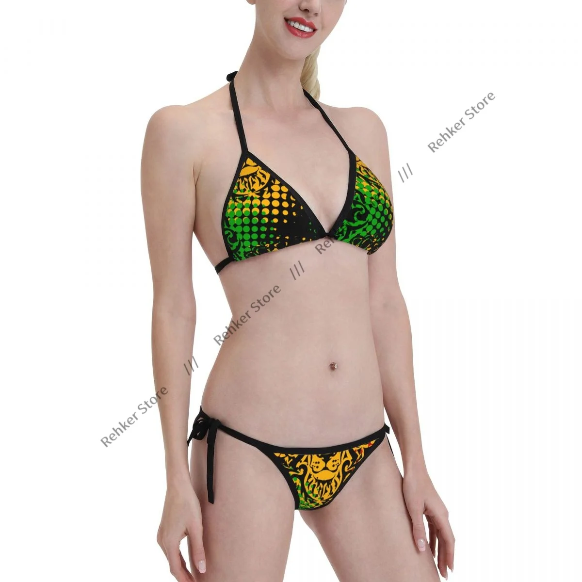 

Woman Swimsuit Sexy Bikini Set Swimwear Rasta Lion Two Piece Bathing Suit