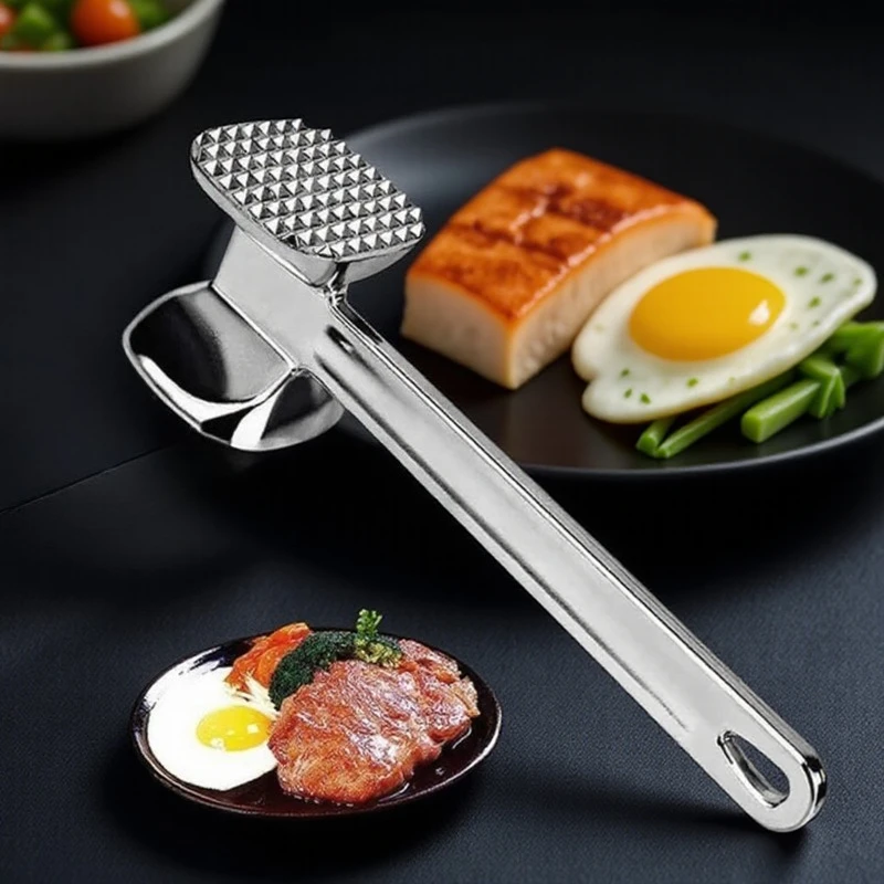 Stainless Steel Meat Tenderizer Hammer Dual Needle Flat Mallet Head Kitchen Tool Steak Beef Chicken Pork