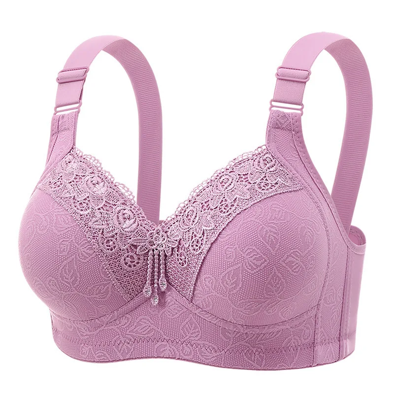 Damen-BH in Übergröße: Schöner Rücken, Drahtlos, Dünner Formkörbchen, Push-Up-Effekt, Seitliche Unterstützung, Atmungsaktiv, Weich, Alltäglicher Damen-BH, Unterwäsche