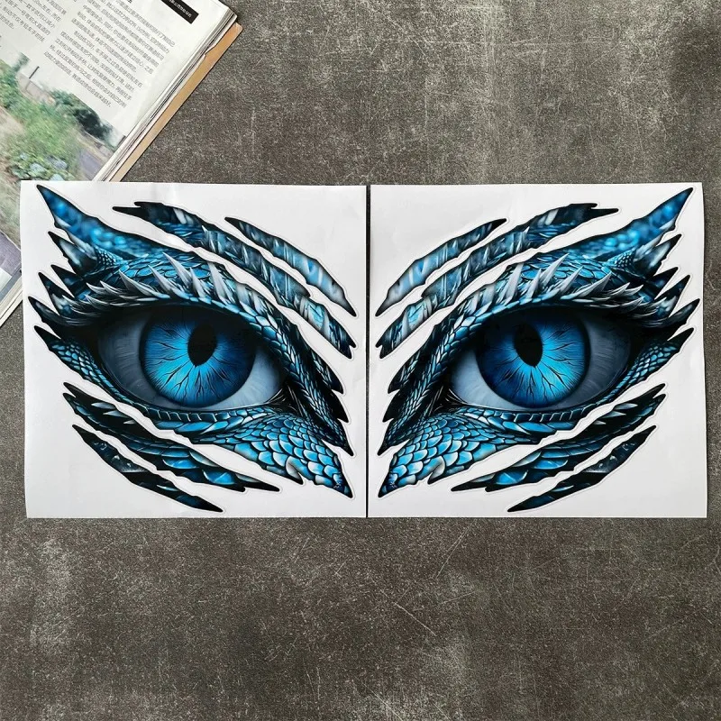 ملصقات الدراجات النارية عيون الوحش تعديل مقاوم للماء المصباح تعديل ملصق التلاميذ الثنائية لسيارات الدفع الرباعي RV التخييم NIU Emma