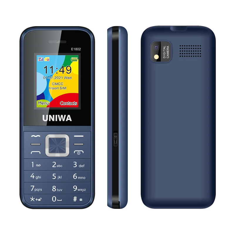 Uniwa-الهاتف الذكي e1802 ، 2g gsm ، gsm ، لوحة المفاتيح ، مع زر ضغط ، خدمة طويلة ، راديو fm