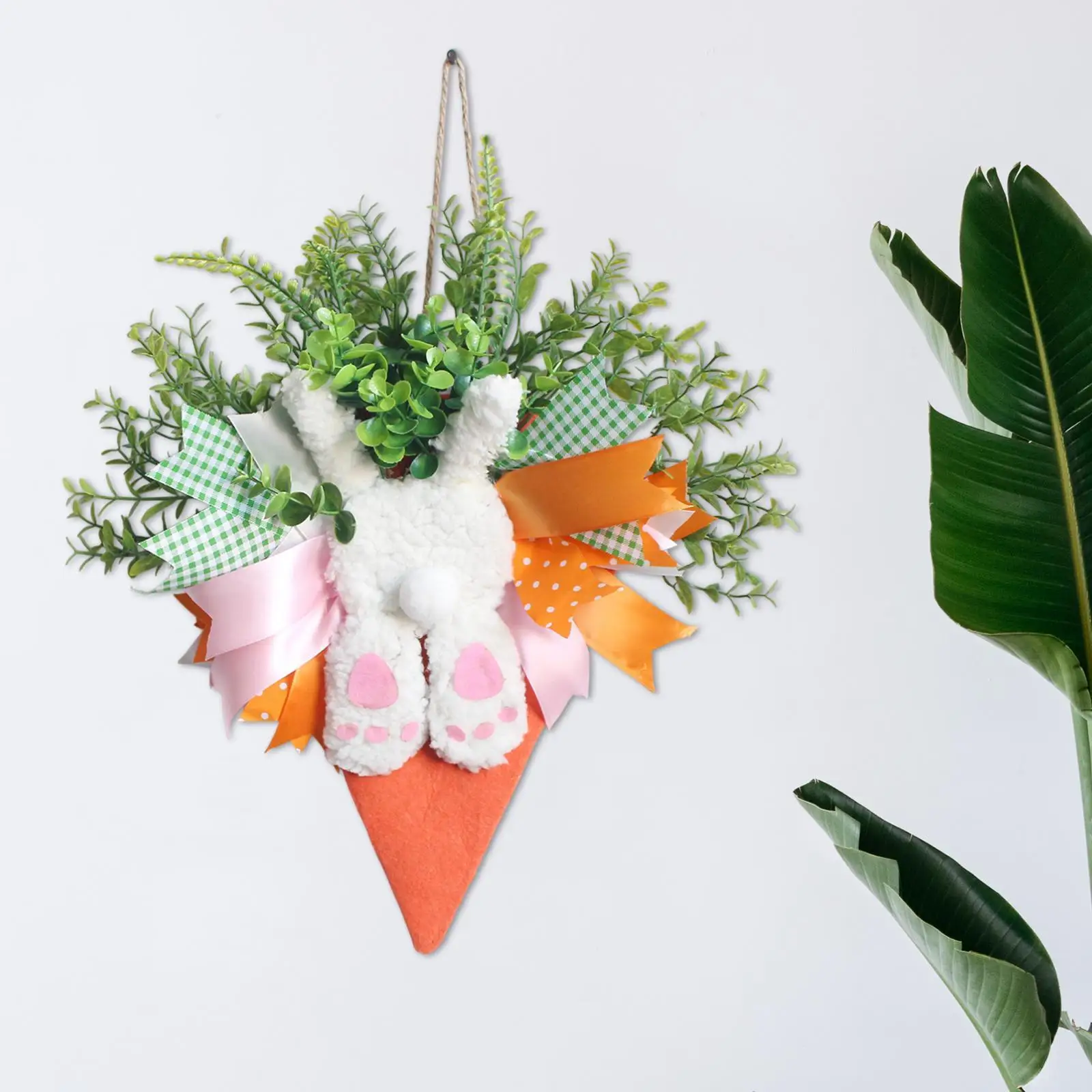 Easter Door Wreath Hanging Garland Rabbit Decoration Front Door Decor for Home Holiday Patio Indoor Outdoor Easter Celebration