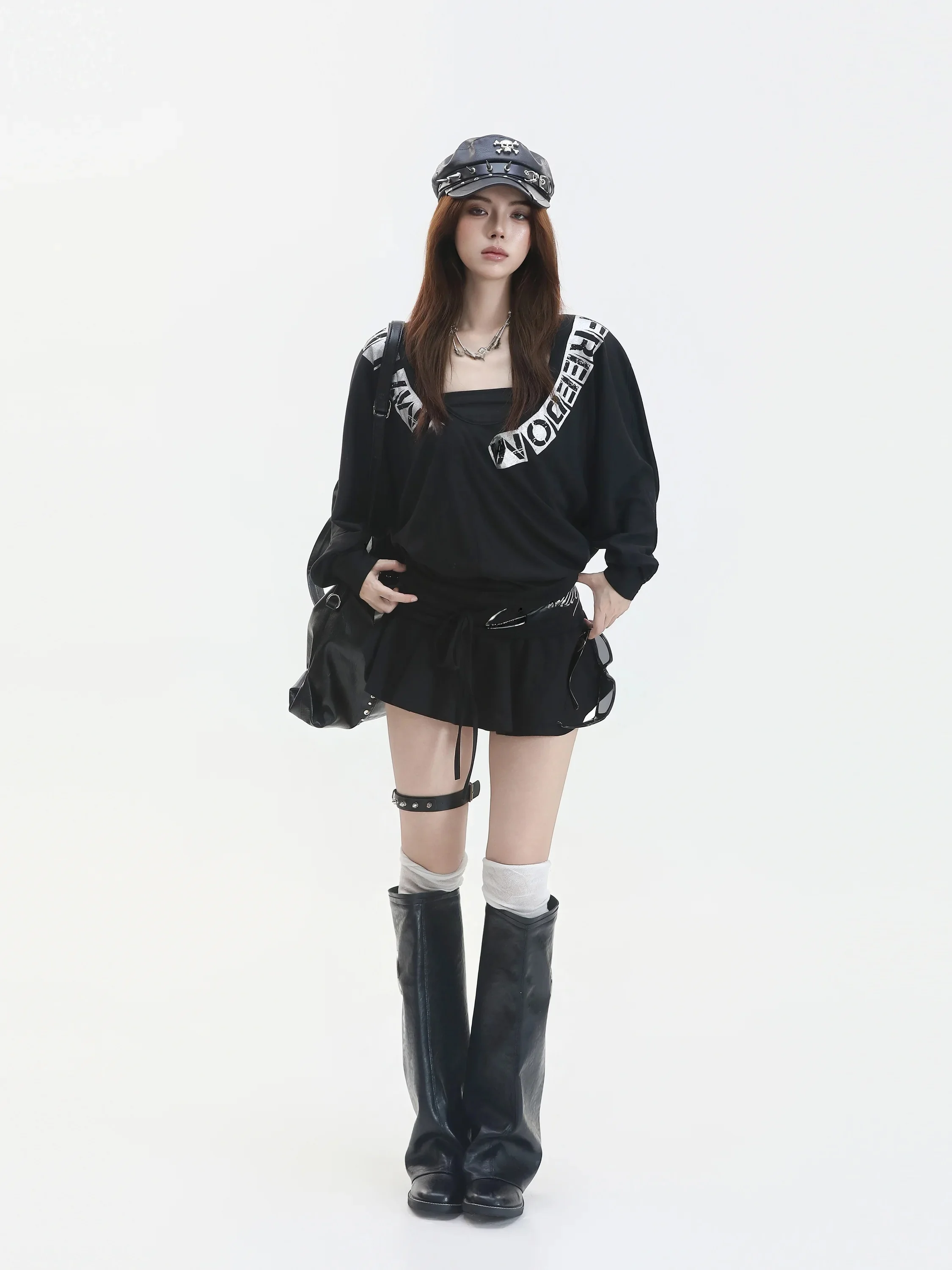 Sexy American Style Long Sleeve T-Shirt Set Micro Transparent Silver Heat Transfer Spicy Girl Casual Slim Fit Pure Desire Wind