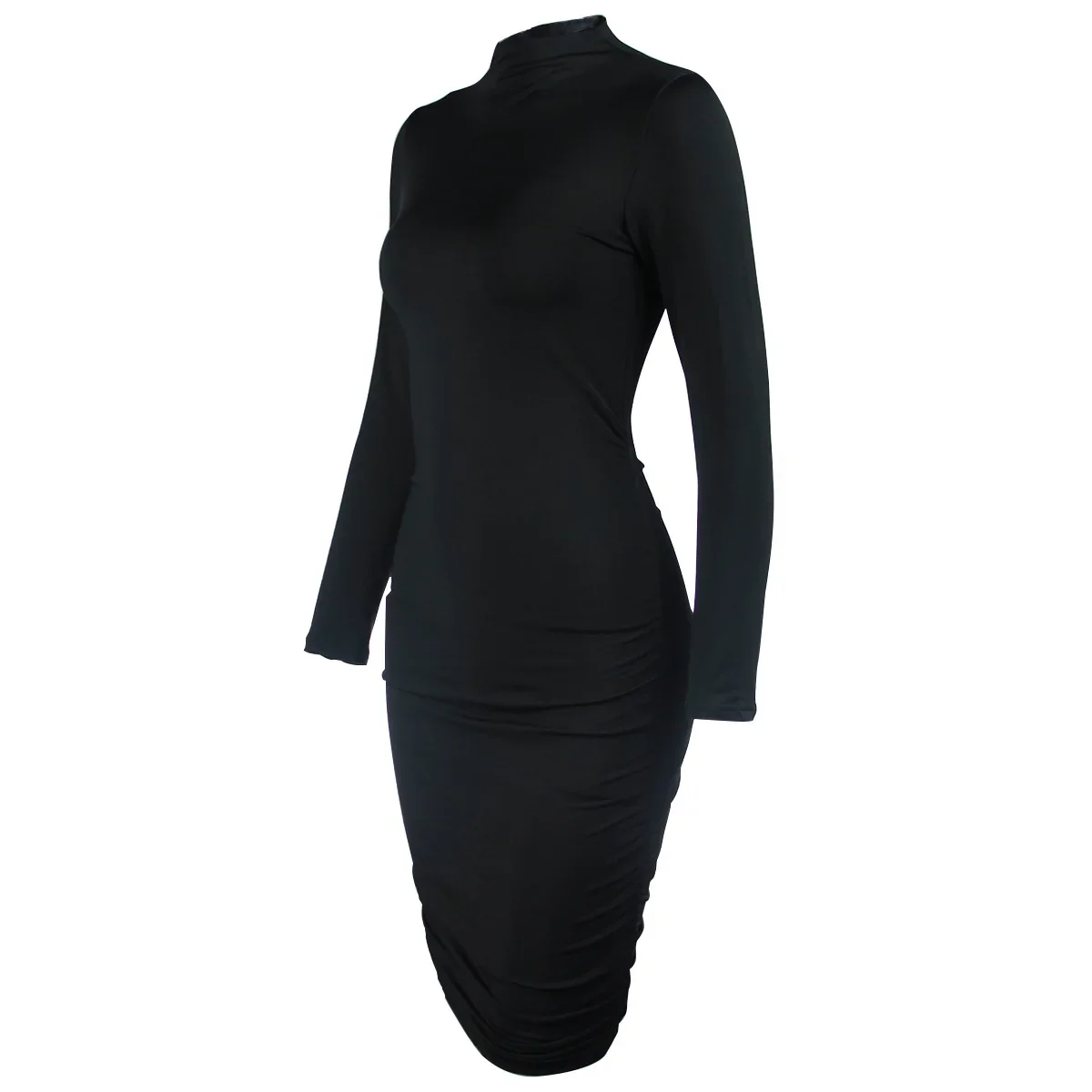 2025 Sexy Turtleneck Autumn Winter Long-sleeved Tight Pleated Casual Dress Women Dresses Vestido Plus Size 9XL 8XL 7XL 6XL 5XL