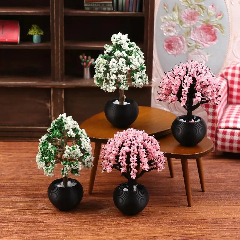 2Pcs 1/12 Puppenhaus Simulation Blumentopf Modell Puppenhaus Miniatur Topfpflanzen Garten Ornament Micro Szene Dekoration Spielzeug