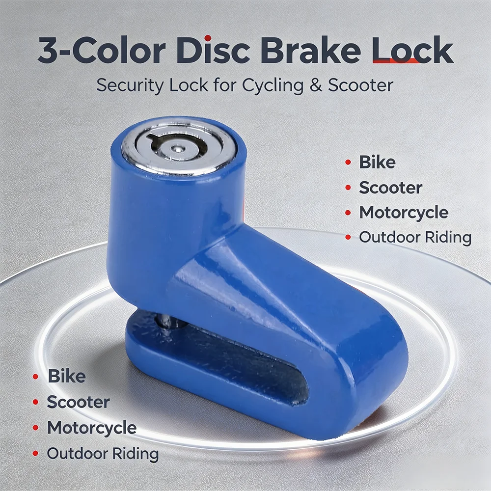 Disc Brake Lock with Mount Bracket Anti-Theft Security Disk Lock with Keys Cycling Mountain Bike Scooter & Motorcycle 3-color