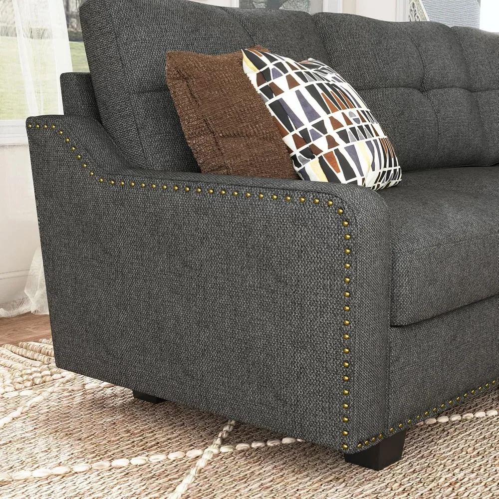Convertible Sectional Sofa L Shaped Couch for Small Apartment Reversible Sectional Couches for Living Room,Dark Grey furniture image 5
