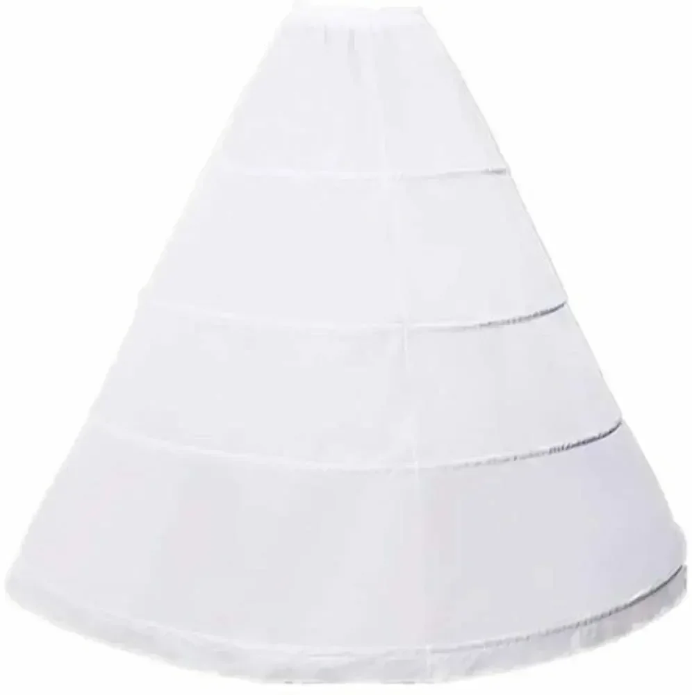 Hot Sale Women's 4 Hoop Petticoat A-line Floor Length Underskirt Crinoline for Wedding Ball Gown Bridal Dress White