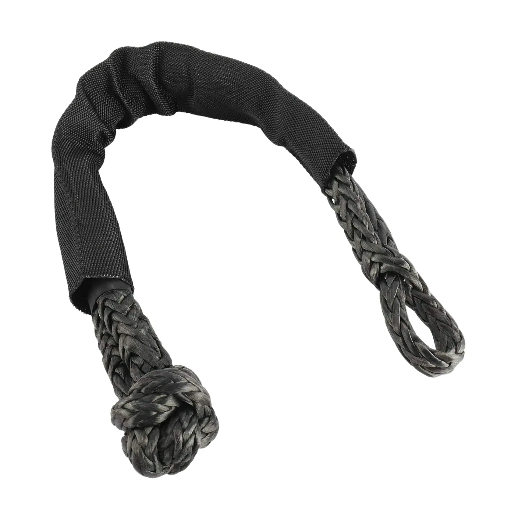 

38,000Lbs Break Strength Synthetic Soft Shackle Rope Synthetic Tow Recovery Strap Auto Parts Tow Rope-Black