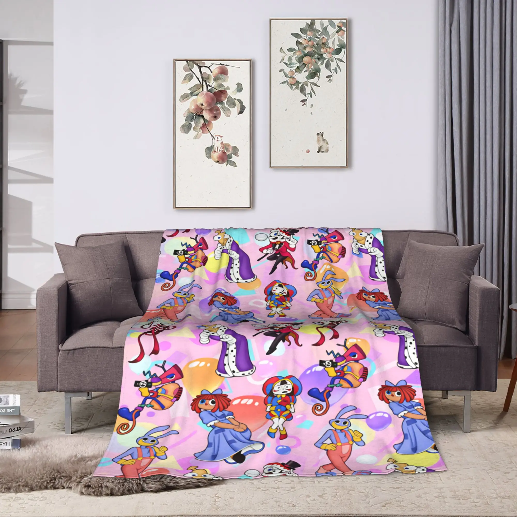 Super Warm Blanket Picnic the amazing digital circus Throw Blanket  Flannel Bedspread For Bedroom Graphic Sofa Bed Cover