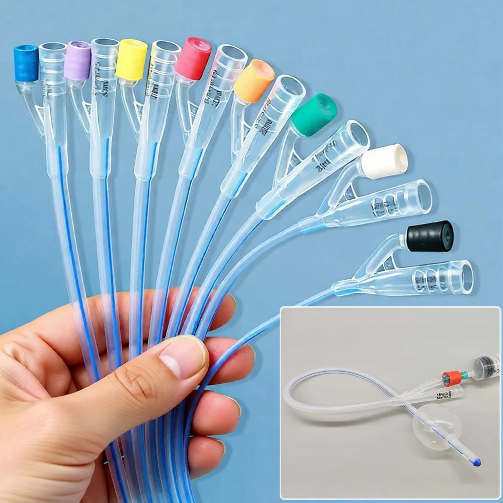 

1-5Pcs Medical Disposable Silicone Urinary Catheter 2 Way Silicone Balloon Catheter for Men Women 8/12/14/16/18/20/22/24Fr