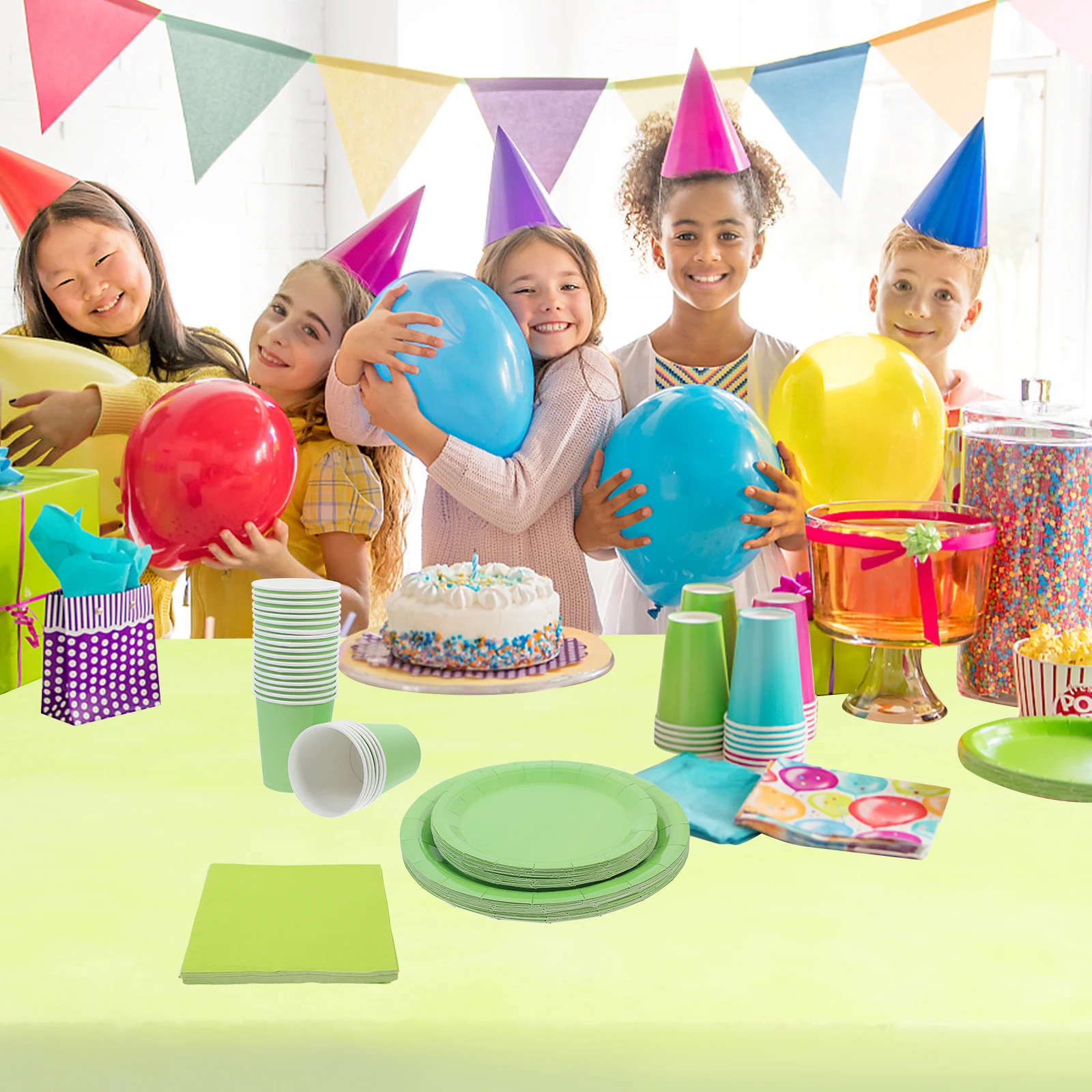 

Paper Plate Set Plates and Cups Birthday Party Napkins for New Year's Eve Supplies