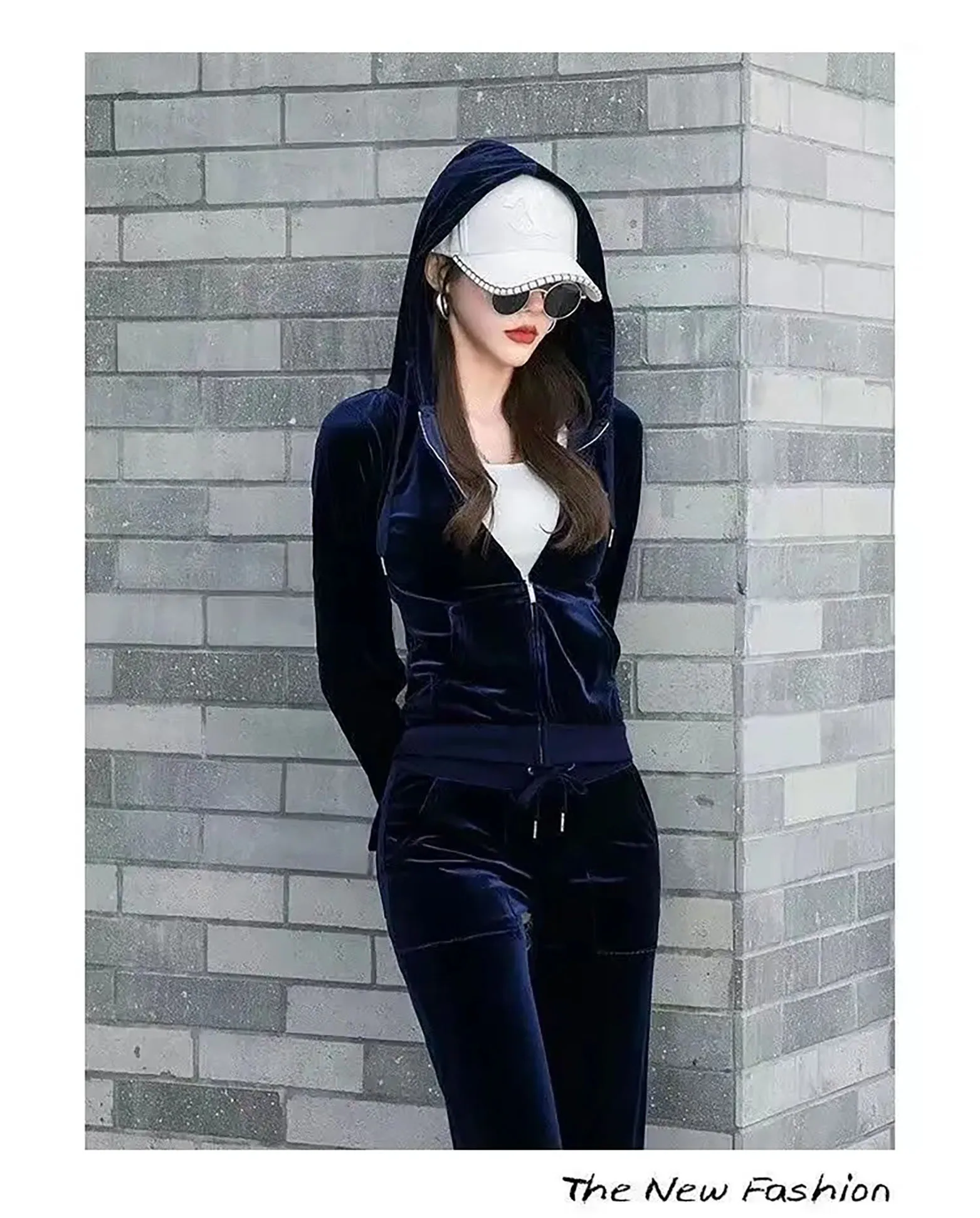 Women\'s Suits Spring Autumn Outdoor Velvet Women Tracksuits Hooded Collar Jogging Sportswear suit