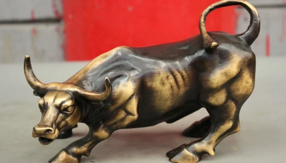 FengShui-estatua de bronce cobre chino la riqueza, animales fuertes, Toro, buey, 20CM, envío gratis