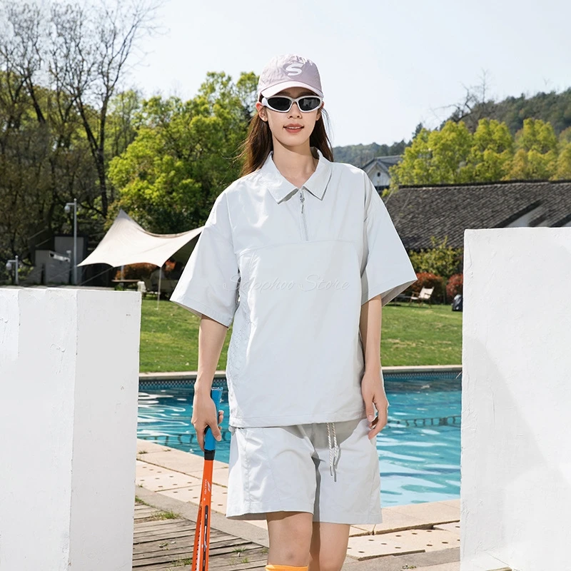 للجنسين الحيوانات الأليفة انيمال ملابس العمل مجموعة S/M/L/XL/2XL الصيف الشمس حماية تي شيرت السراويل الجليد الحرير صالون تصفيف الشعر ثوب موحد