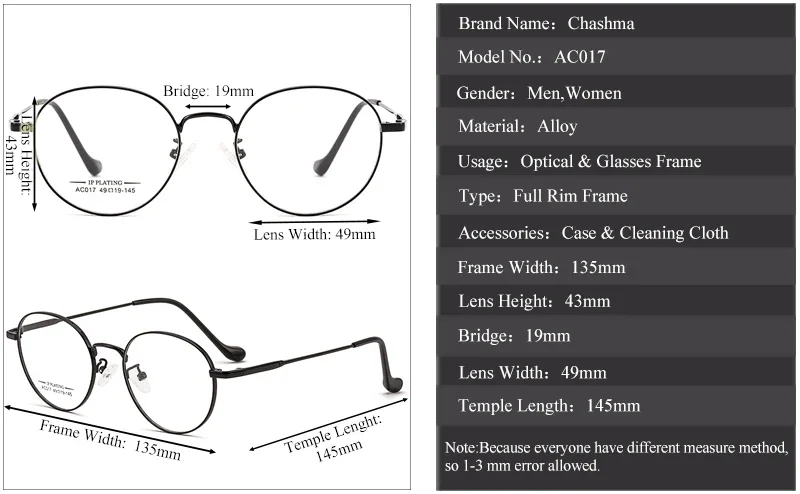 Chashma Women Oval Eyewear Men Prescription Optical Frame Fashion Trendy Glasses Eyeglass Round Vintage Eyeglasses Teens