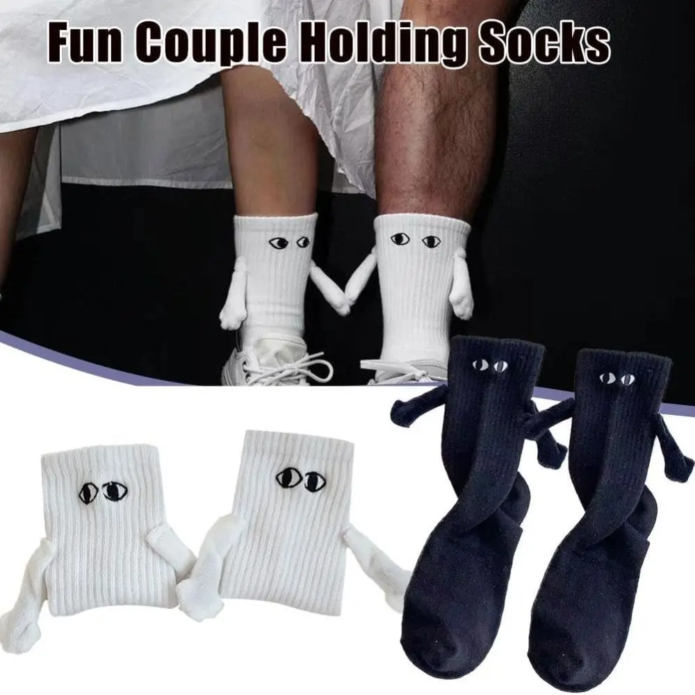 

Polyester Cotton Funny Couple Holding Socks Holding Hands Sock Daliy Wear Magnetic Socks for For Couple Women Men Unisex