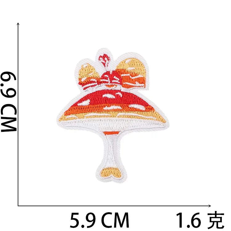 Embroidered Patch Iron On Patches for Clothing Mushroom Clothes Stickers Fabric Sewing Thermal Adhesive Applique Fusible Badgess