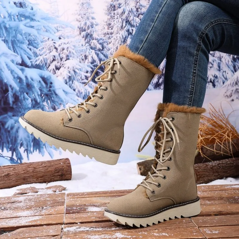 

2026 New Fashion Cowhide Leather Snow Boots Australia Classic Women High Boots Warm Winter Shoes for Women Plus Siz 41 42 43