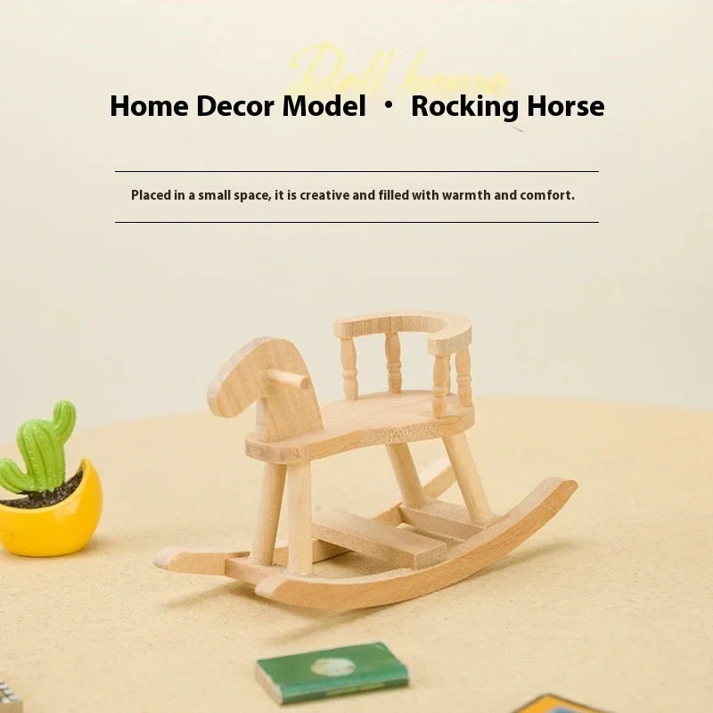 

Miniature Wooden Unpainted Horse Model Dollhouse Furniture Simulation Decorative Item Small Cloth Micro Scene Props