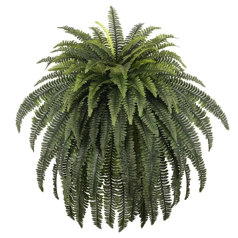 Artificial Boston Fern Hanging Plant High Simulation Greenery Faux Ferns for Outdoor Office Home Decor Wall Hanging Ornament