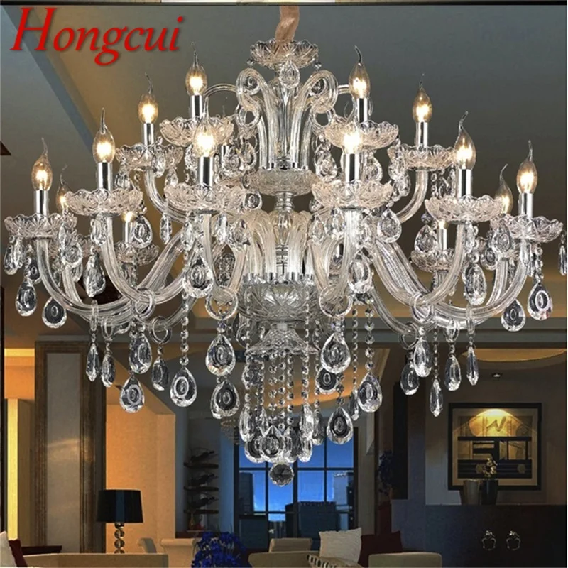 Hongcui Postmodern Chandelier Lamp Luxury Candle Pendant Light Crystal LED Fixtures for Home Parlour Hall Meeting Room