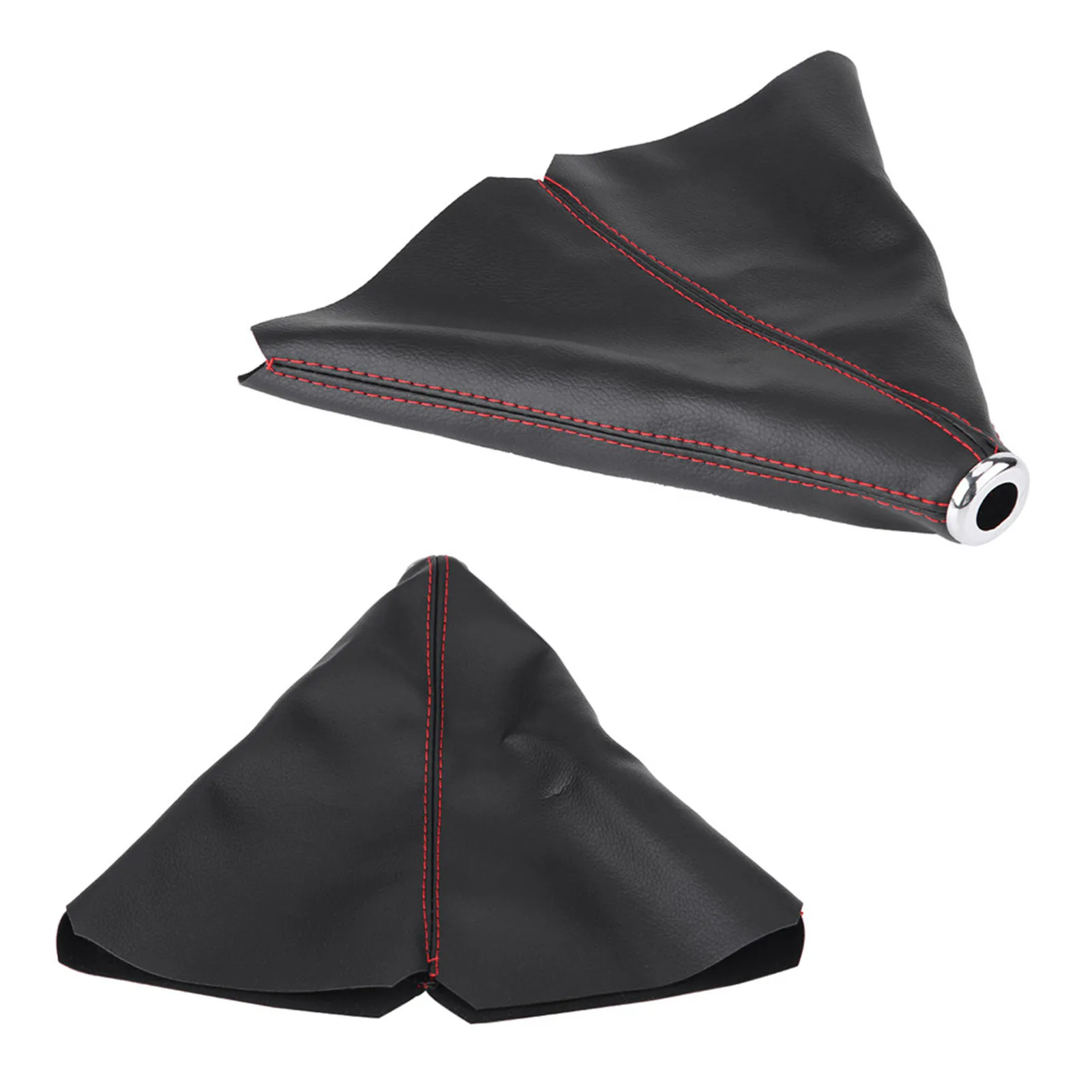 Gear Shift Knob Boot Bright Black PU Leather Gear Shift Knob Cover Red Stitch Gear Gaiter Boot Cover