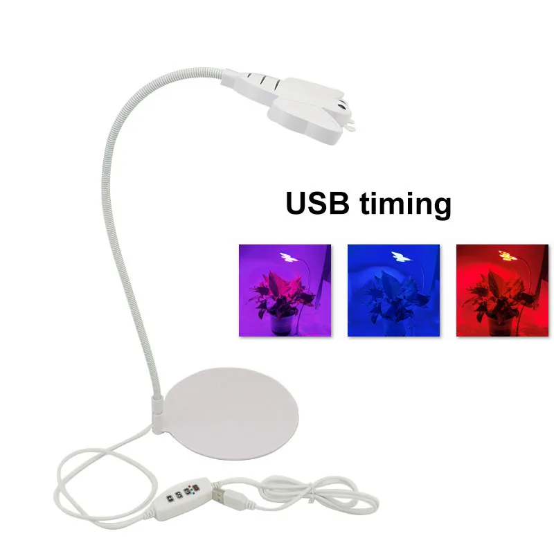 Imagem -03 - Espectro Completo 24 Led Cresce a Luz das Plantas Lâmpada Usb Cronometragem Phytolamp Titular da Mesa Temporizador para Crescer Tenda Caixa de Estufa Flor Súplet