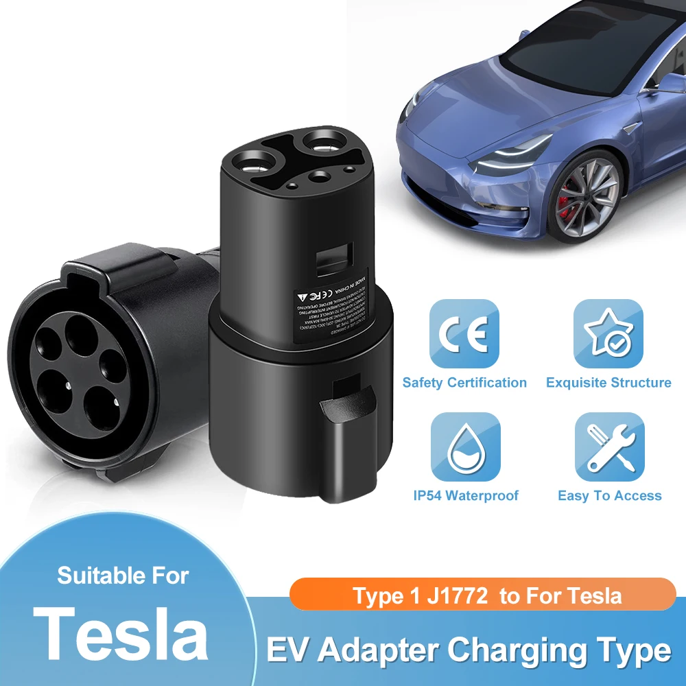 

Car Charging Adapter Type1 J1772 To Tesla TS-NACS Socket For EV Electric Vehicle Model X Y 3 S Type 1 Charger 240V AC 80A IP54