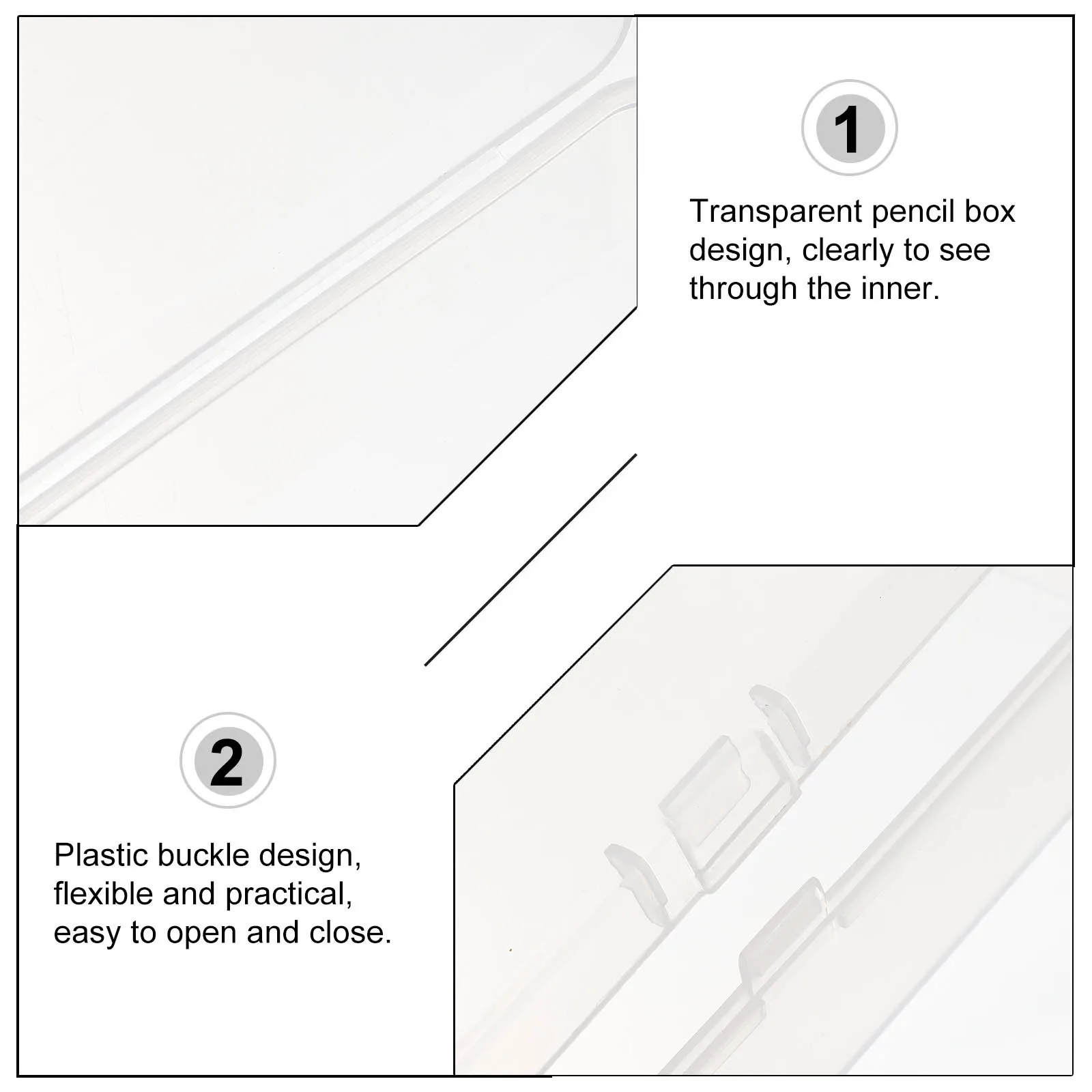 

6pcs Plastic Pencil Box Transparent Stationery Storage Case For Kids Students Pen Holder Organiser Jewelry Keys