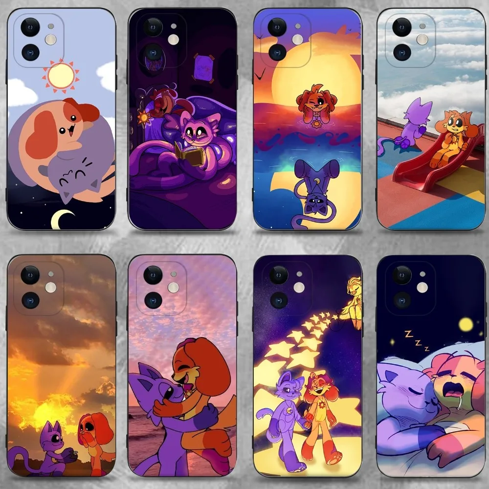 

Catnap and Dogday Phone Case For iPhone 16,15,14,13,12,11 Plus,Pro Max,XS,X,XR,SE,Mini,8,7,Soft Silicone Black Cover