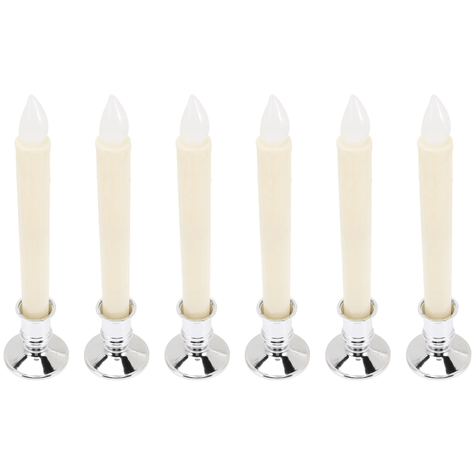 6 قطع من الشموع المستدقة LED عديمة اللهب وأضواء طويلة بدون قطرات تعمل لتزيين معبد حديقة عيد الميلاد وحفلات الزفاف