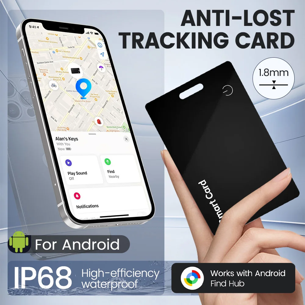 Wallet Tracker Card, Anti-Loss GPS Bluetooth Smart Tag, Wireless Charge, for Google Find Hub(Android), Mini Locator Keys Pet Bag view 3