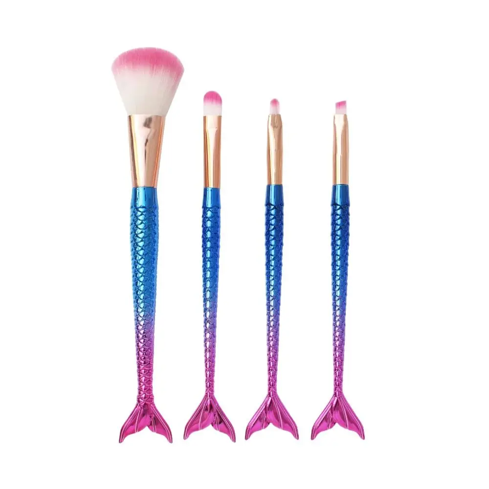 4pcs/set Loose Powder Brush Mermaid makeup brush Soft Fiber Eye Shadow Brush Eyebrow Eyeliner Brush Beauty Tool Blush