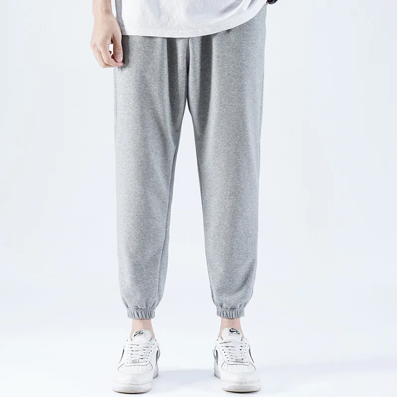 

Men Solid Casual Pants Ankle Length Pencil Pant Elastic Waist Pockets Skinny Patchwork Spliced Sports 2025 New Spring Summer
