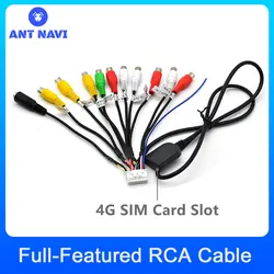 AntNavi Android Car Radio RCA Cable Horn Line Aux-in Adapter 20pins Subwoofer/Amplifier Wire 3.5mm Female support 4G Sim Card