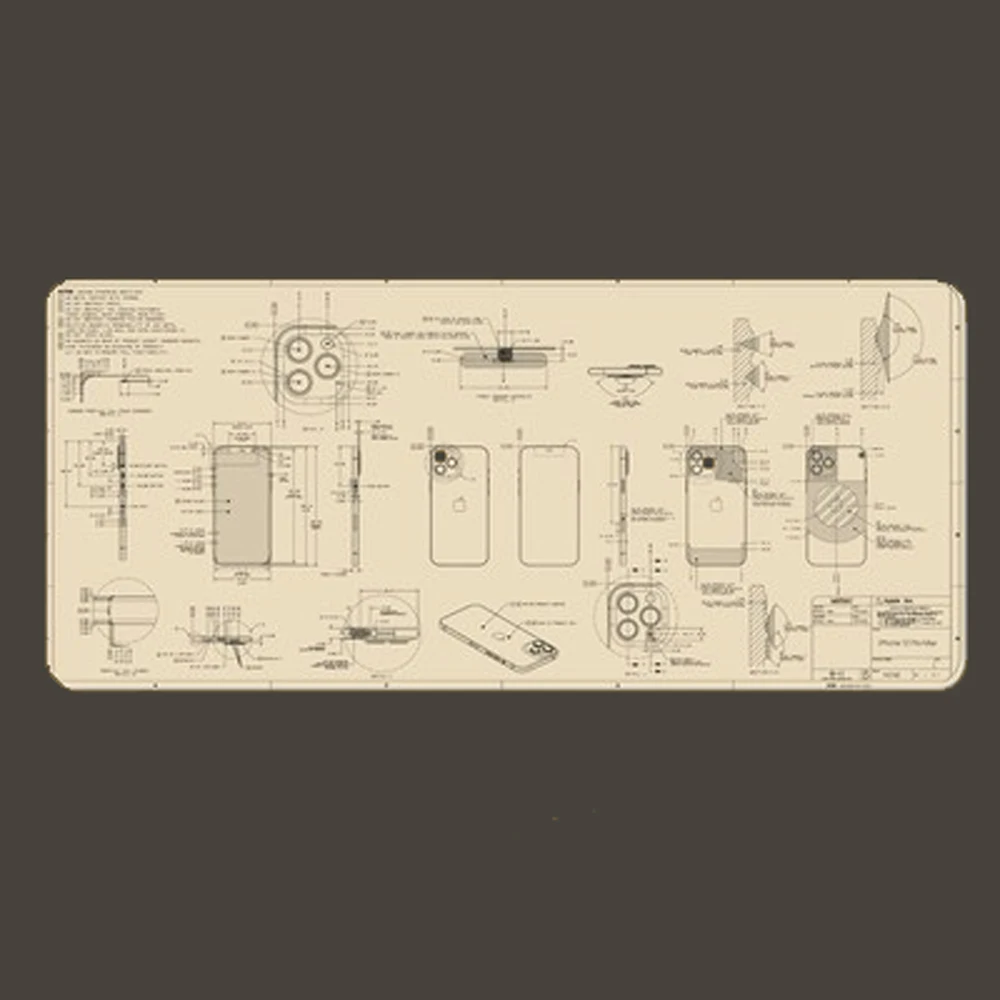 iPhone Split Explanation Sketch Large Deskmat Rubber Desk Keyboard Mice Pads Computer Gaming Accessories Stitched Edges