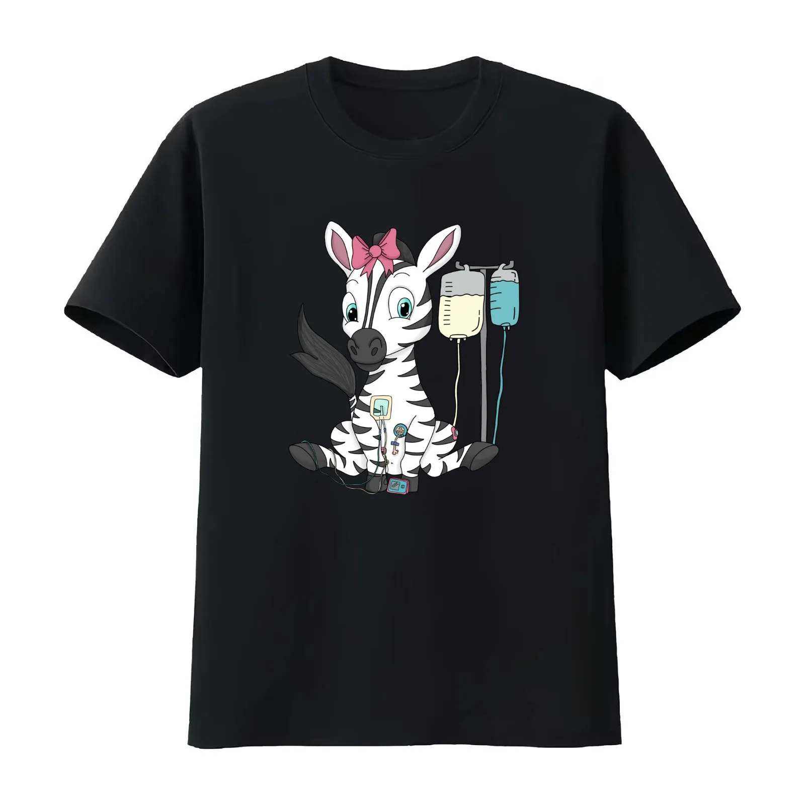 Zebra Tubie T-Shirt Summer Casual Cotton Tee Oversized Streetwear Tops Vintage Graphic Print Loose Fit Short Sleeve