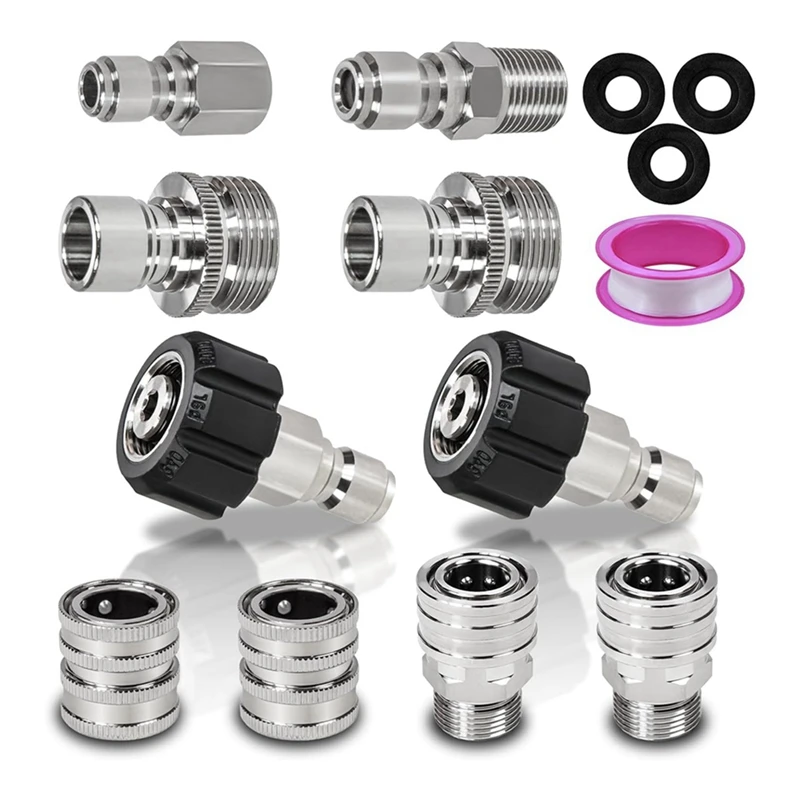 10Pack Pressure Washer Quick Connect Fittings, M22-14Mm Swivel To 3/8Inch Quick Connect Kit Easy To Use