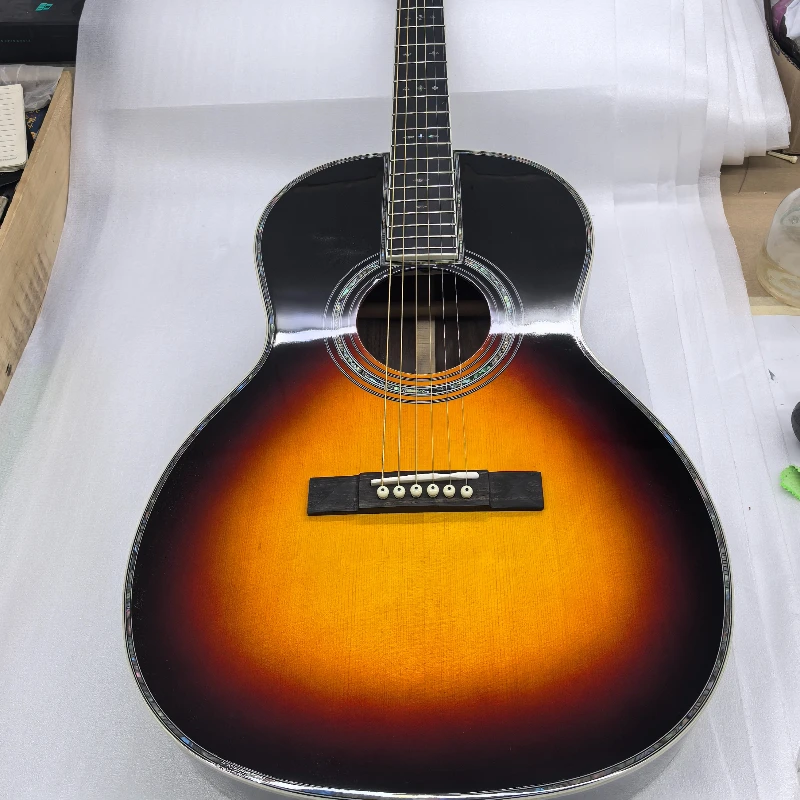 38 Inch Sunset 00042 VS Acoustic Guitar Color Stripe Rosewood Spruce Solid Top Full Shell Edge Advanced Version Free Delivery