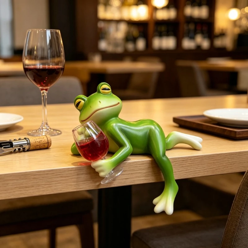 Funny Resin Frog Hanging Planter Decor, Tipsy Wine Frog Figurine for Garden Pot & Fish Tank Edge, Cute Outdoor Patio Ornament