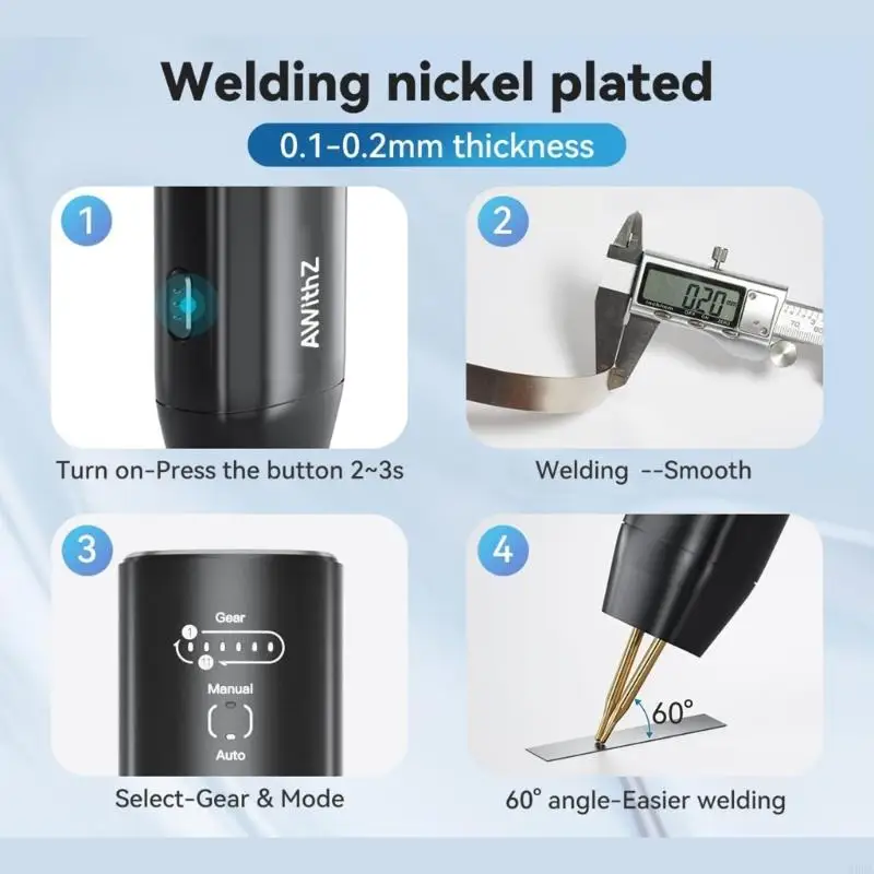 Battery Spot Welder No Spot Welding Pen Needed, Easy to Use 11 Gears Adjustable