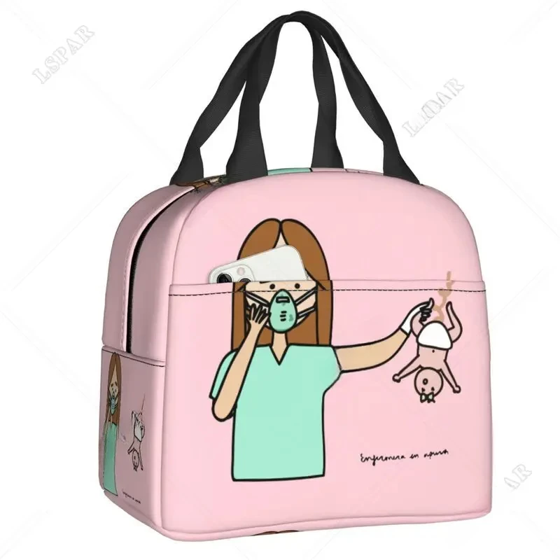 Enfermera En Apuros Doctor Nurse Thermal Insulated Lunch Bag Women Lunch Container for Work Storage Food Bento Box