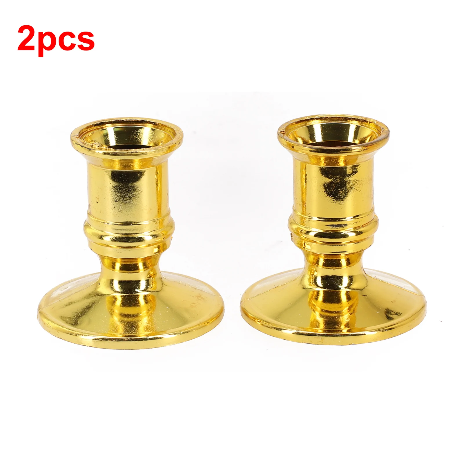 Gold Candle Base Plastic Traditional Shape Taper 2pcs Candle Holders Practical Fashion High quality New Portable