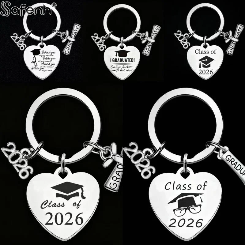 2026 Graduation Gifts School Graduation Keychain Stainless Steel Keyrings Personalized Accessories Fashion Pendant
