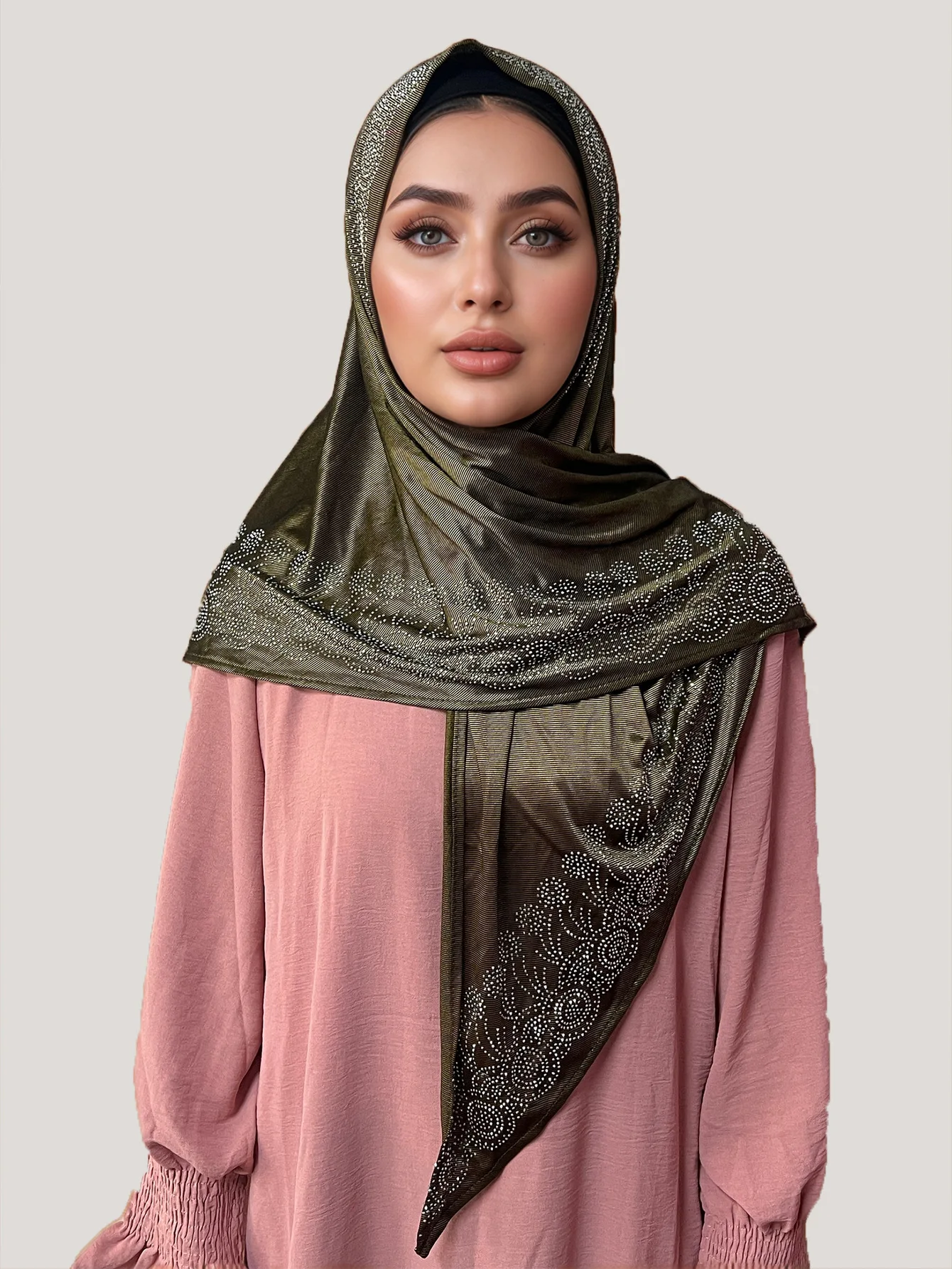 Knitted Elastic Diamond Triangular Long Scarf Ethnic Gauze Scarves Middle East African Headscarf Women Muslim Hijab Shawl Wrap 6