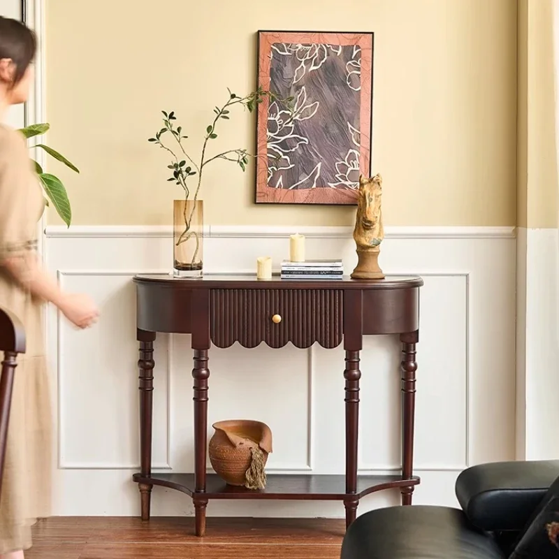 طاولة مدخل من الخشب الصلب الفرنسي، خزانة زخرفية عتيقة في ممر الممر على الحائط #2