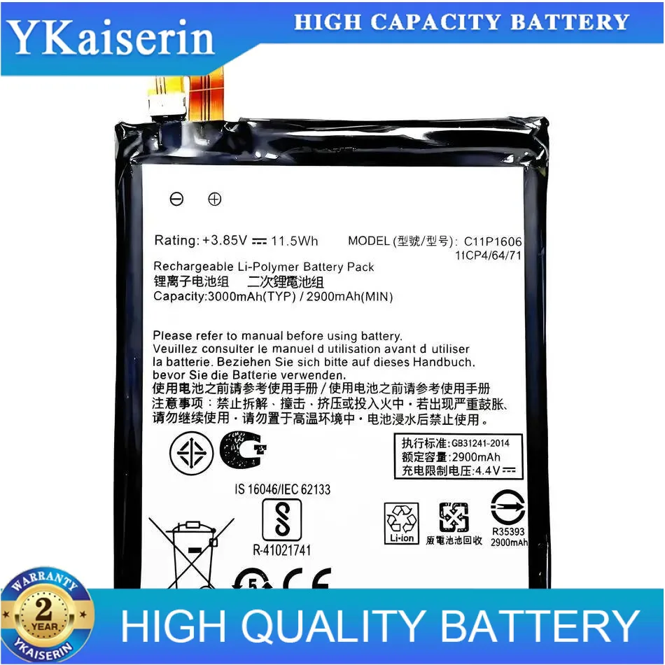 

C11P1606 Good Low-Temperature Performance 3000Mah Mobile Phone Battery Long-Lasting For Asus Zenfone Laser 3 Zc551kl