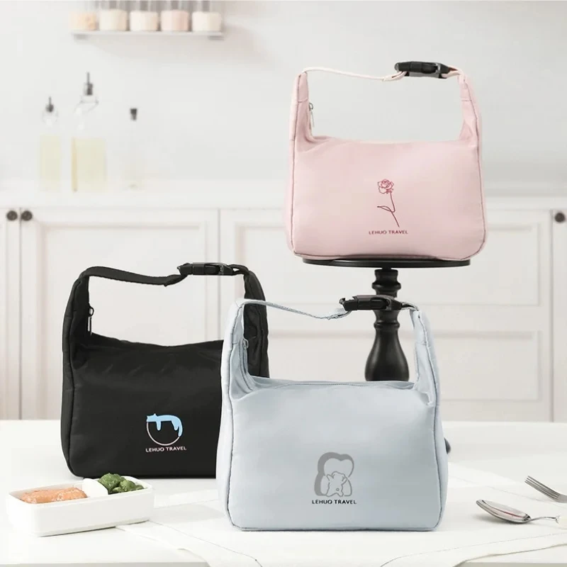 Women Lunch Pack Insulated Bento Bag Aluminium Foil Lunchbox Cooling Bag Portable Dinner Picnic Food Storage Handbag Lunch Bags