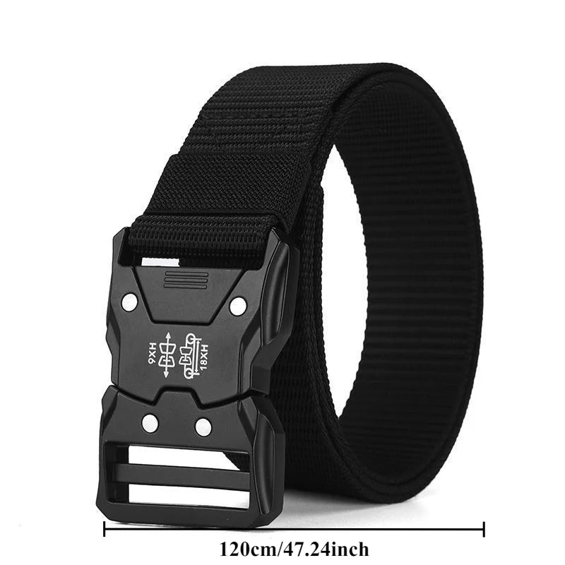 Men's Tactical Buckle Nylon Belt  Outdoor Military Training Canvas Sports Casual Workwear Belt  Minimalist Elastic Belts